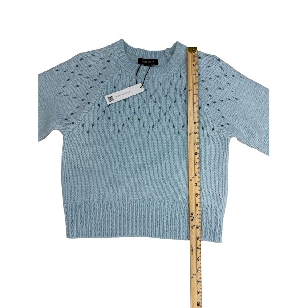 Sanctuary Light Blue Pointelle Knit Long Sleeve Sweater NWT XXS - Picture 4 of 7
